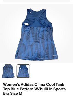 Adidas Blue Geometric Racerback Performance Tank Medium
